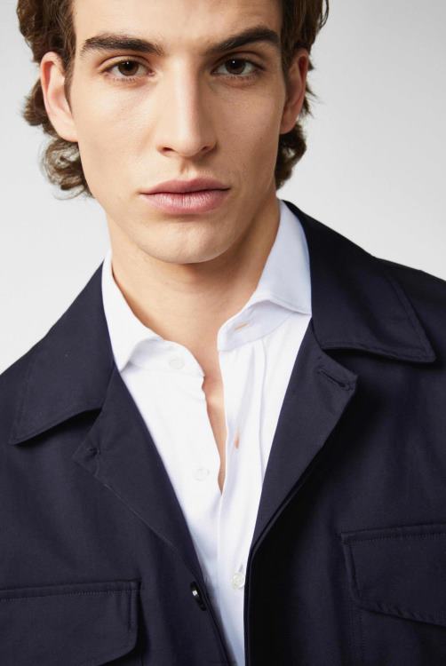 Heren Van Laack Boxy overhemdjack van stretch katoenblauw kleding XLN6N724