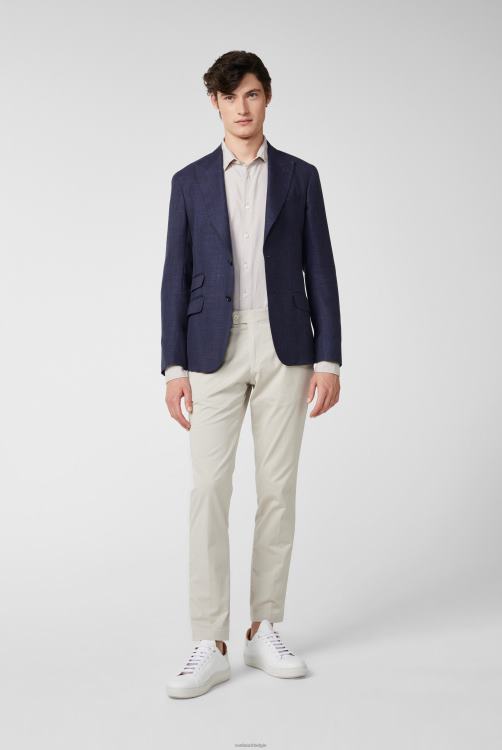 Heren Van Laack gestructureerd jasje van eenvoudige wol met moderne piek-revers blauw kleding XLN6N644