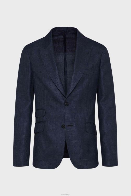 Heren Van Laack gestructureerd jasje van eenvoudige wol met moderne piek-revers blauw kleding XLN6N644