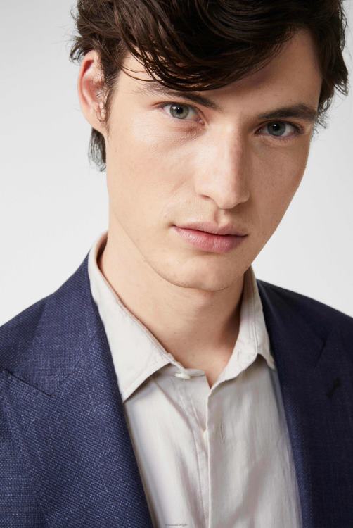 Heren Van Laack gestructureerd jasje van eenvoudige wol met moderne piek-revers blauw kleding XLN6N644