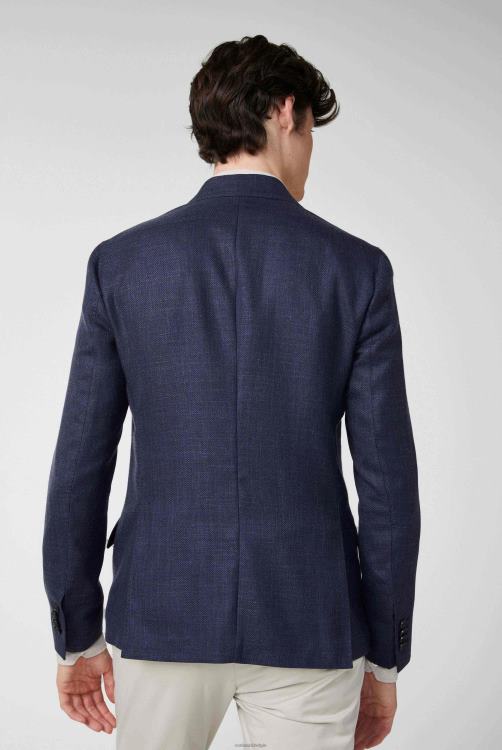 Heren Van Laack gestructureerd jasje van eenvoudige wol met moderne piek-revers blauw kleding XLN6N644