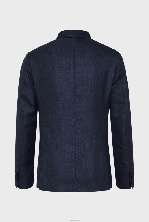 Heren Van Laack gestructureerd jasje van eenvoudige wol met moderne piek-revers blauw kleding XLN6N644