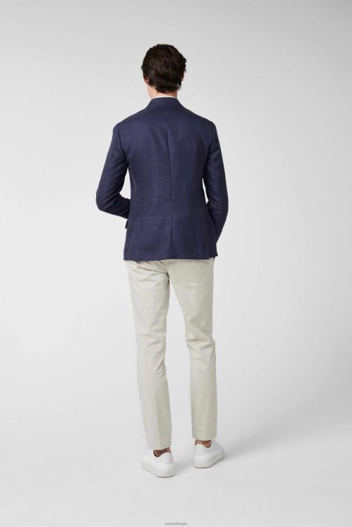 Heren Van Laack gestructureerd jasje van eenvoudige wol met moderne piek-revers blauw kleding XLN6N644