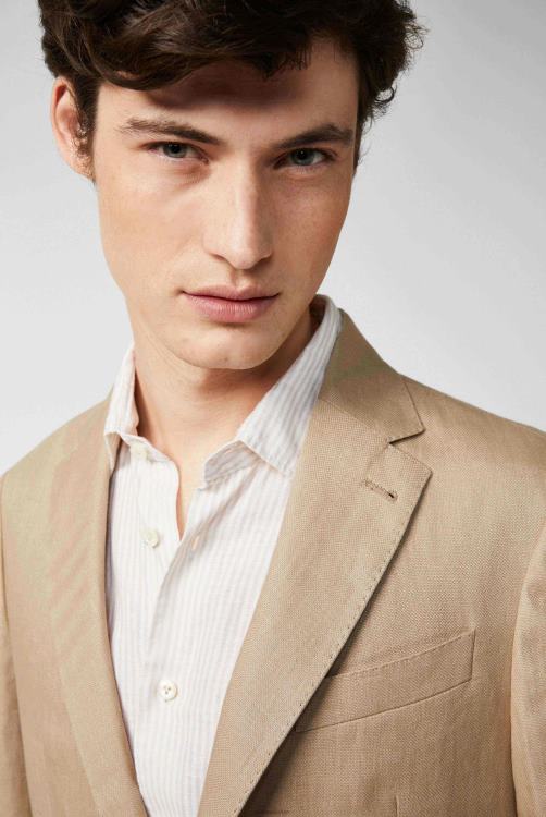 Heren Van Laack getextureerd linnen jasje beige kleding XLN6N645