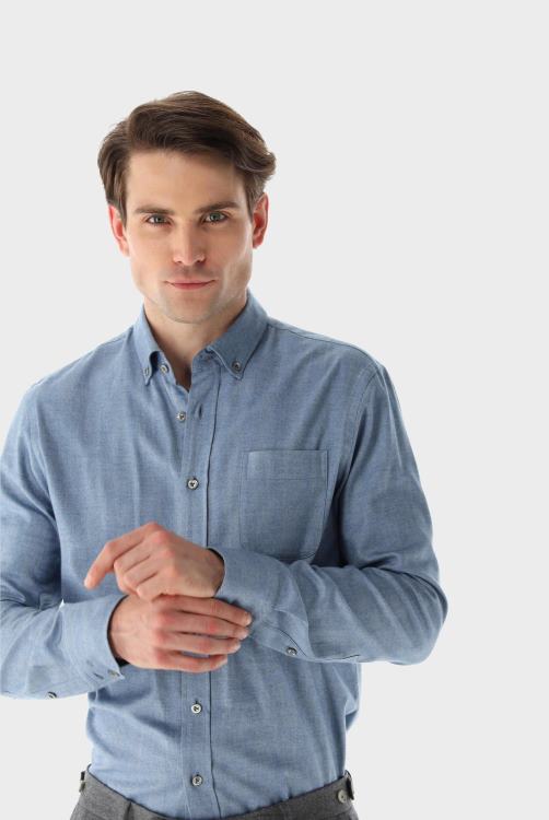 Heren Van Laack Button-down flanellen overhemd op maat kleding XLN6N542