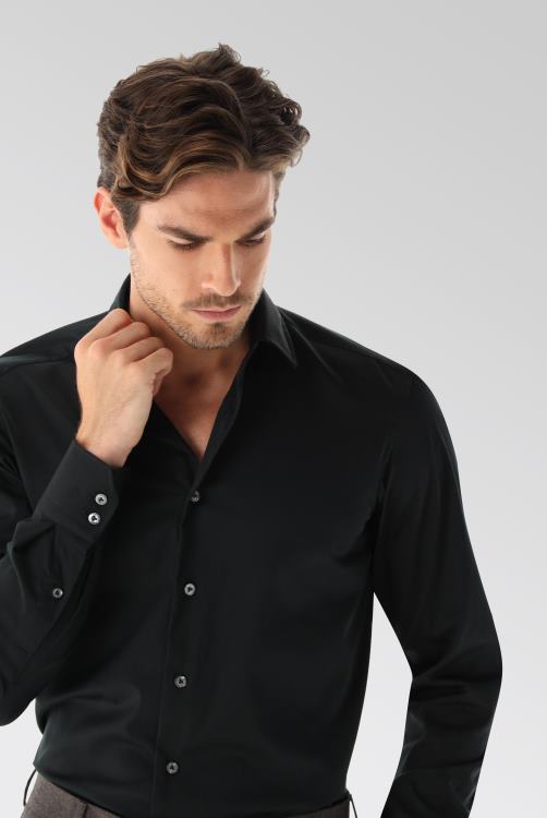 Heren Van Laack Effen katoenen poplin overhemd met stretch kleding XLN6N342