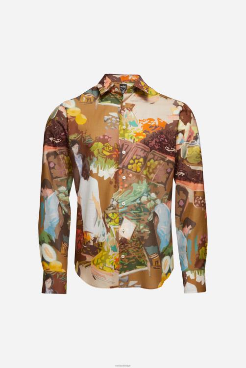 Heren Van Laack Gestructureerd overhemd van katoen-voile met print kleding XLN6N523