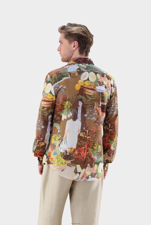 Heren Van Laack Gestructureerd overhemd van katoen-voile met print kleding XLN6N523