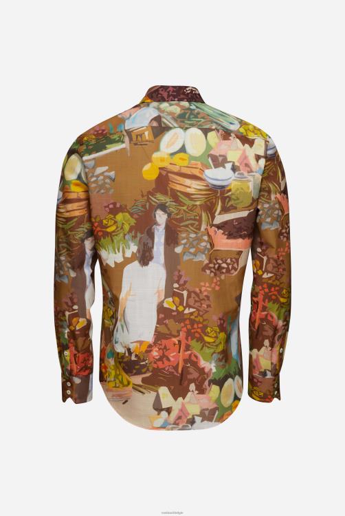 Heren Van Laack Gestructureerd overhemd van katoen-voile met print kleding XLN6N523