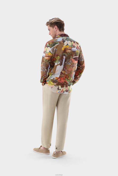 Heren Van Laack Gestructureerd overhemd van katoen-voile met print kleding XLN6N523