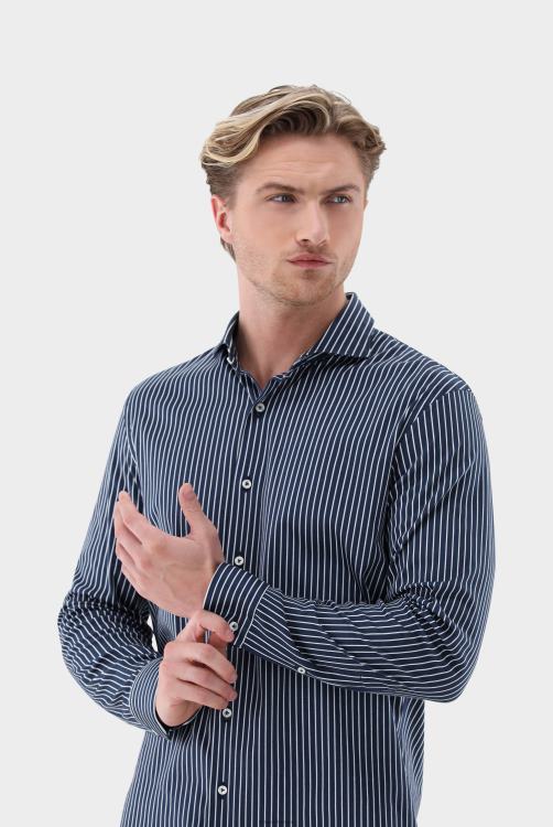 Heren Van Laack Jersey overhemd met krijtstreepprint van Zwitsers katoen kleding XLN6N462