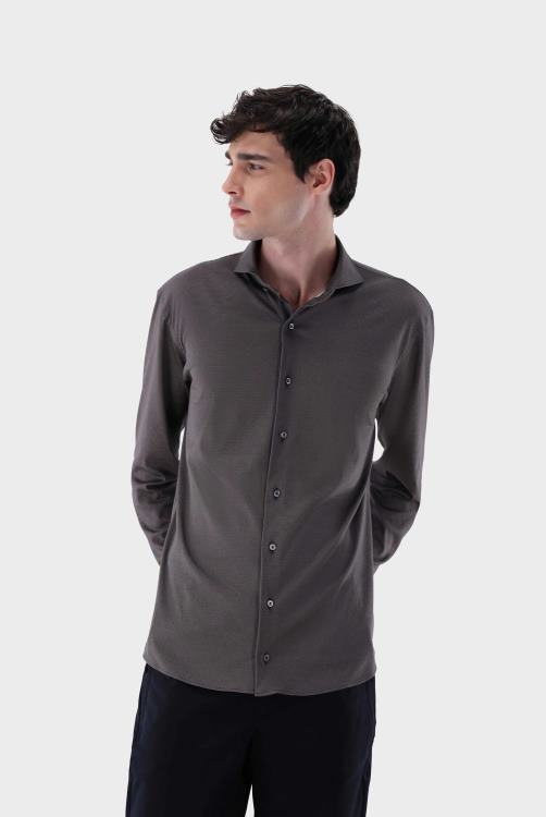 Heren Van Laack Jersey overhemd met microprint, op maat gemaakt kleding XLN6N478