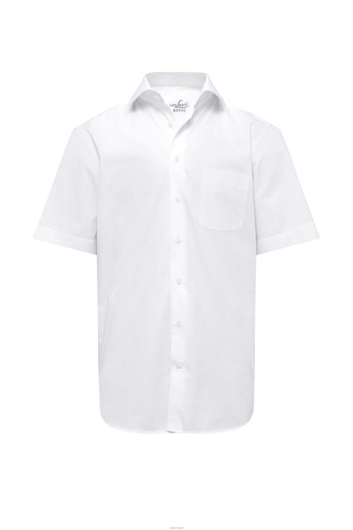 Heren Van Laack Twill overhemd met korte mouwen, comfort fit, wit kleding XLN6N630