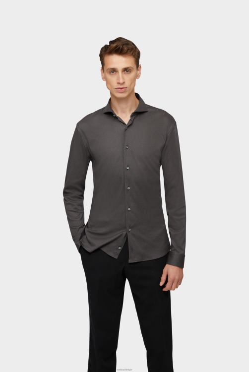 Heren Van Laack Zwitsers katoenen jersey overhemd op maat grijs kleding XLN6N456