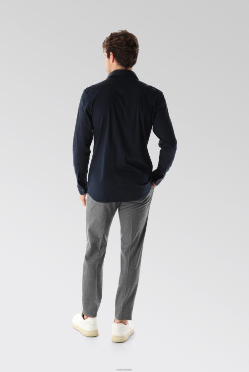 Heren Van Laack Zwitsers katoenen jersey overhemd slim fit marineblauw kleding XLN6N465