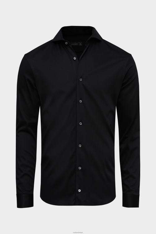 Heren Van Laack Zwitsers katoenen jersey overhemd slim fit zwart kleding XLN6N464