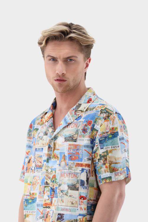 Heren Van Laack bedrukt overhemd met korte mouwen kleding XLN6N534