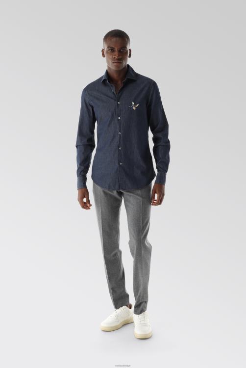 Heren Van Laack denim overhemd met borduursel op maat kleding XLN6N560