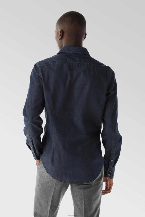 Heren Van Laack denim overhemd met borduursel op maat kleding XLN6N560