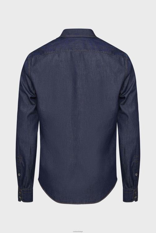 Heren Van Laack denim overhemd met borduursel op maat kleding XLN6N560