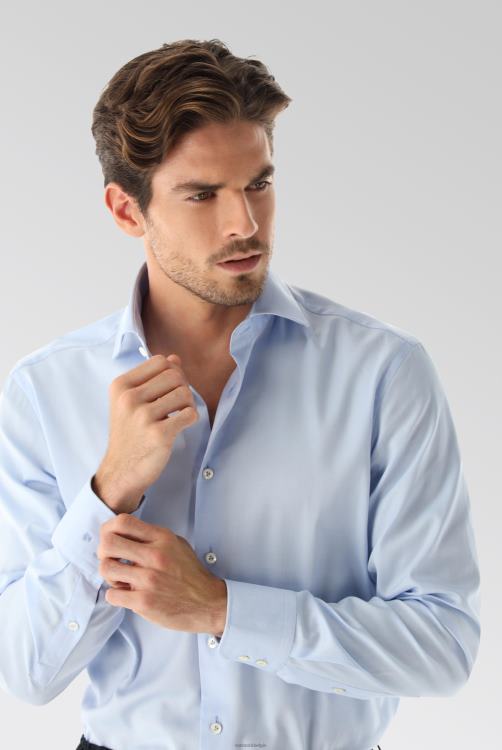 Heren Van Laack effen overhemd met structuur, nat/mandgeweven kleding XLN6N326