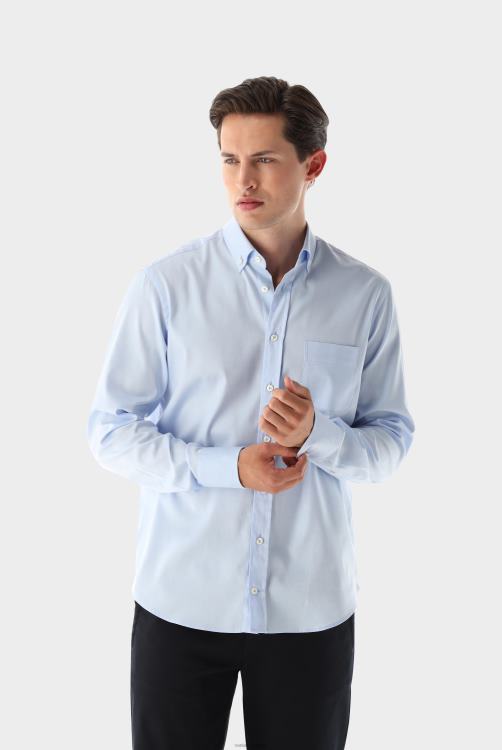 Heren Van Laack effen overhemd met structuur, nat/mandgeweven kleding XLN6N532