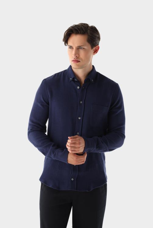 Heren Van Laack flanellen overhemd slim-fit kleding XLN6N614