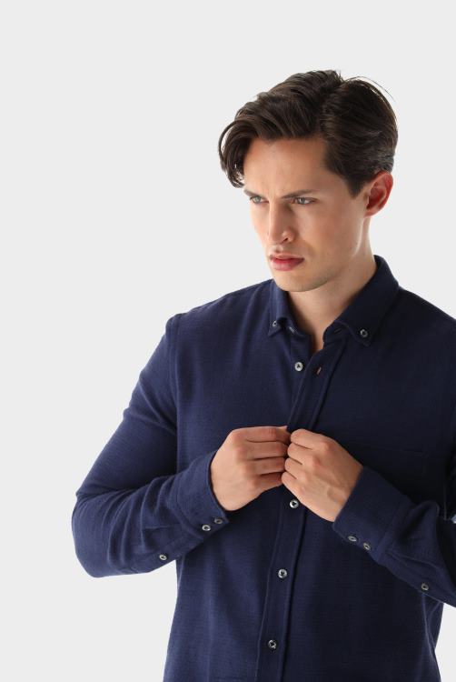 Heren Van Laack flanellen overhemd slim-fit kleding XLN6N614