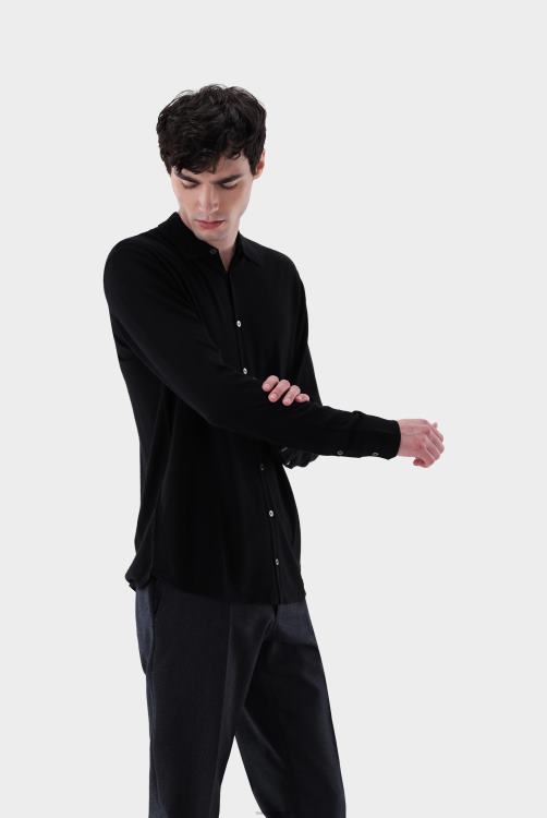 Heren Van Laack gebreid overhemd gemaakt van kasjmiermix kleding XLN6N571