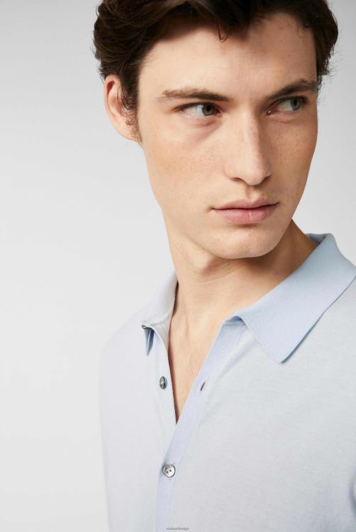 Heren Van Laack gebreid overhemd in luchtkatoenblauw kleding XLN6N572