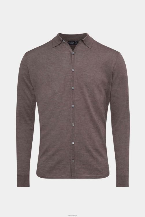 Heren Van Laack gebreid overhemd van ultrafijne merino kleding XLN6N454