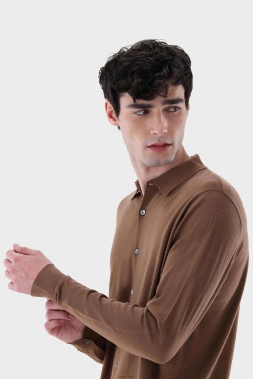 Heren Van Laack gebreid overhemd van ultrafijne merino kleding XLN6N568