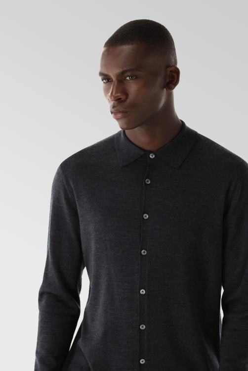 Heren Van Laack gebreid overhemd van ultrafijne merino kleding XLN6N569