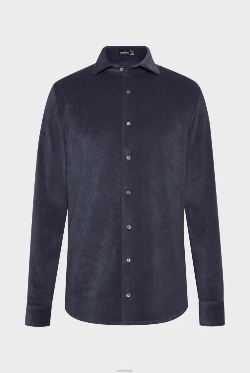 Heren Van Laack geraffineerd katoenmix badstof overhemd blauw kleding XLN6N480