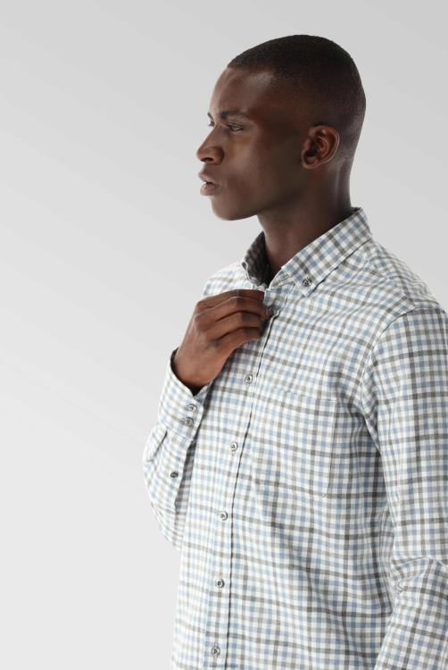 Heren Van Laack geruit flanellen overhemd op maat kleding XLN6N547