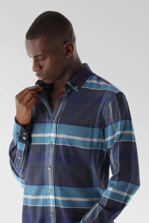 Heren Van Laack geruit flanellen overhemd op maat kleding XLN6N550