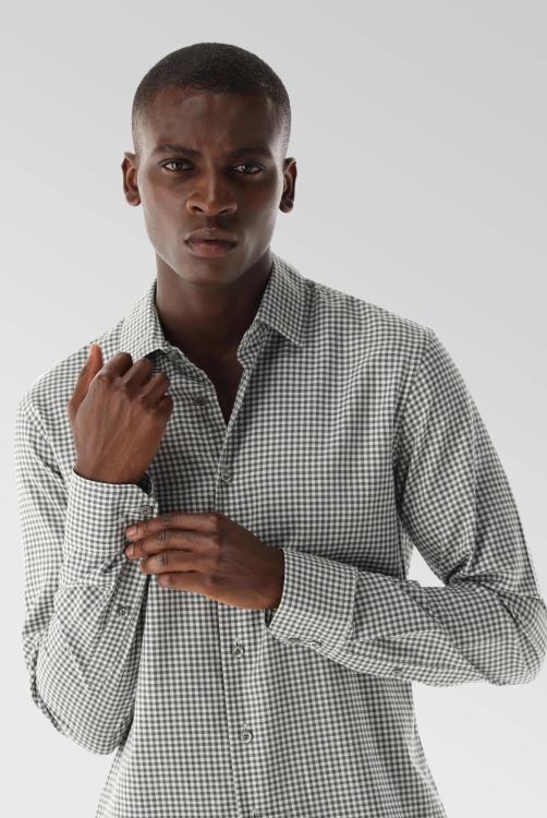 Heren Van Laack geruit flanellen overhemd op maat kleding XLN6N552