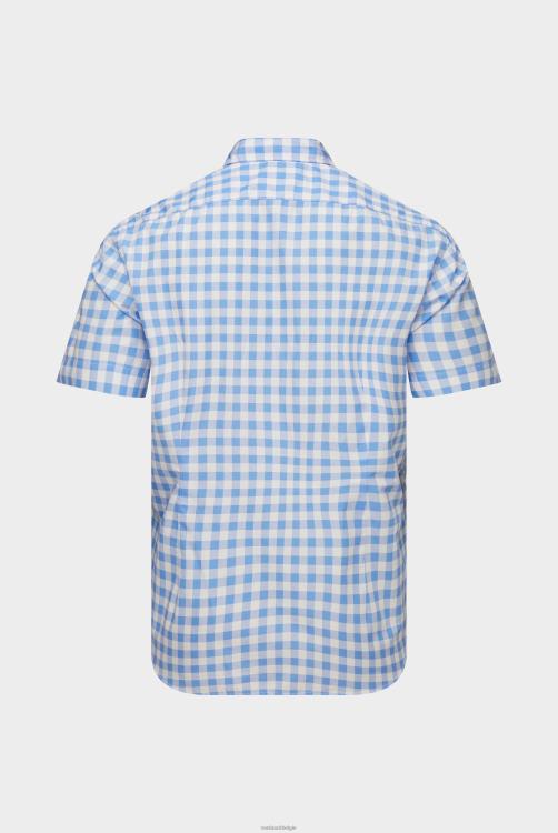 Heren Van Laack geruit popeline overhemd met korte mouwen en button-down kraag blauw kleding XLN6N553