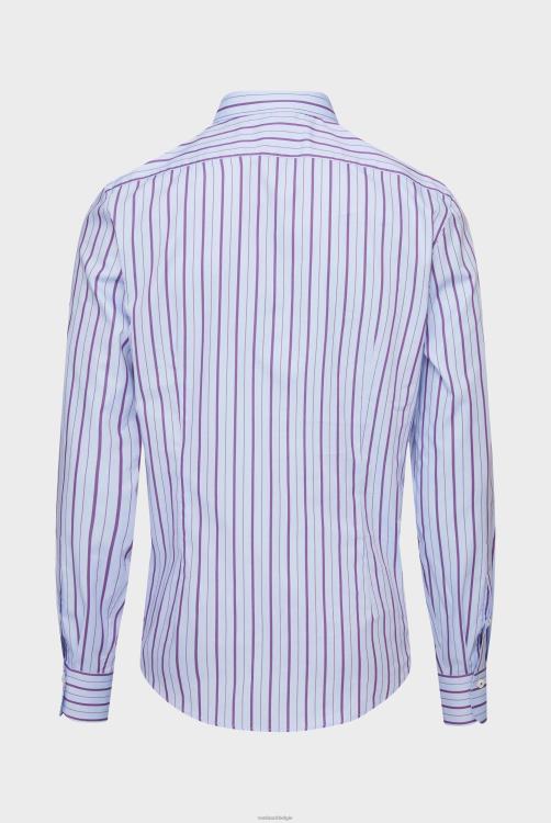 Heren Van Laack gestreept Oxford overhemd met speldkraag, slim fit kleding XLN6N419