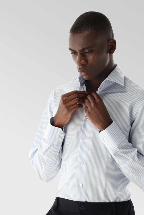 Heren Van Laack gestreept dobby business overhemd, slim fit kleding XLN6N412