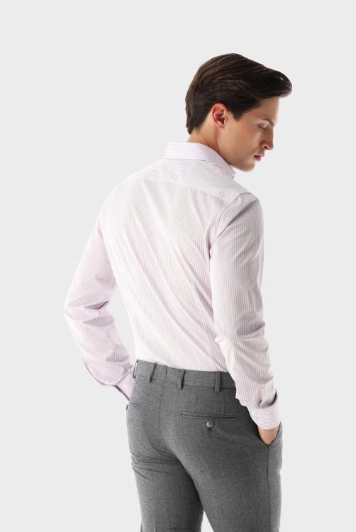 Heren Van Laack gestreept dobby slim-fit zakelijk overhemd kleding XLN6N411