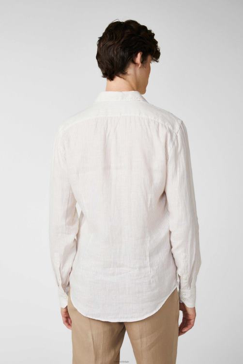 Heren Van Laack gestreept linnen overhemd gebroken wit kleding XLN6N489