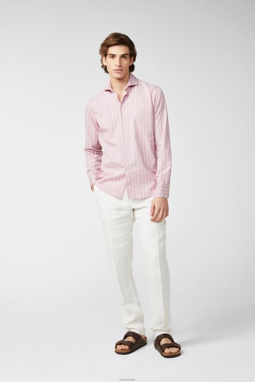 Heren Van Laack gestreept overhemd in licht twill roze kleding XLN6N588