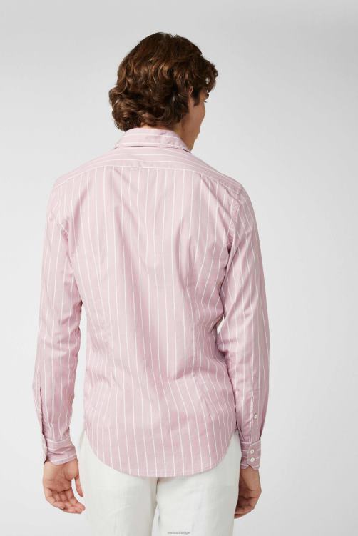 Heren Van Laack gestreept overhemd in licht twill roze kleding XLN6N588