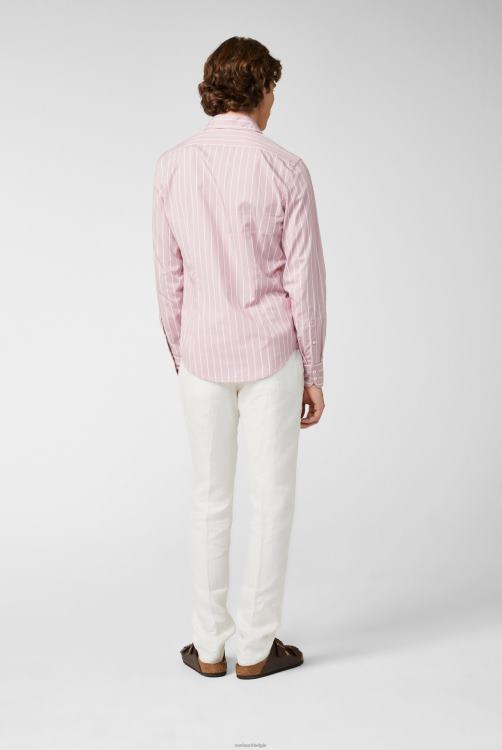Heren Van Laack gestreept overhemd in licht twill roze kleding XLN6N588