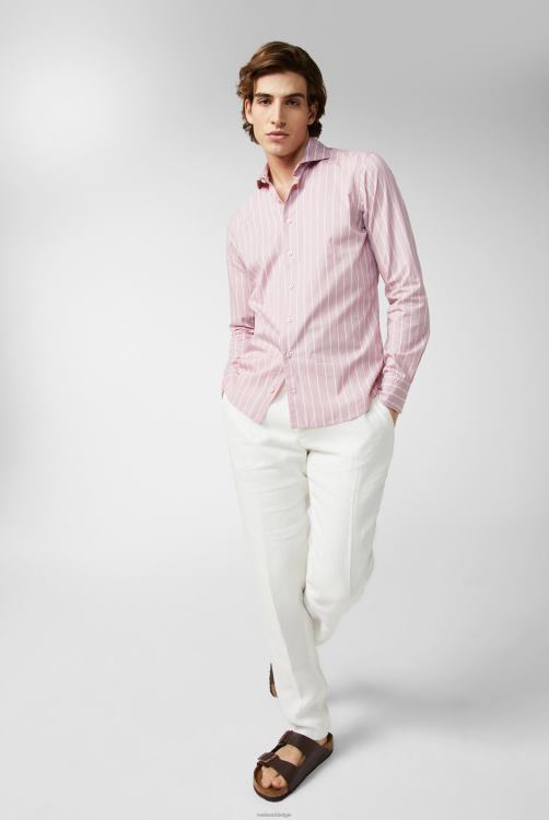 Heren Van Laack gestreept overhemd in licht twill roze kleding XLN6N588