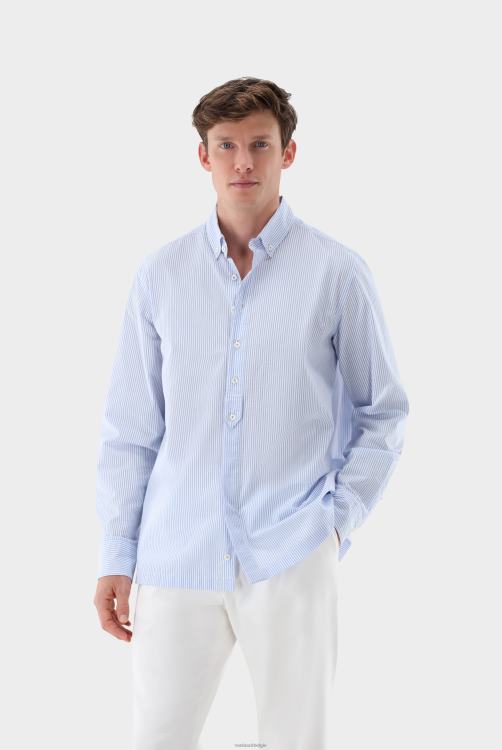 Heren Van Laack gestreept seersucker tuniekshirt kleding XLN6N512