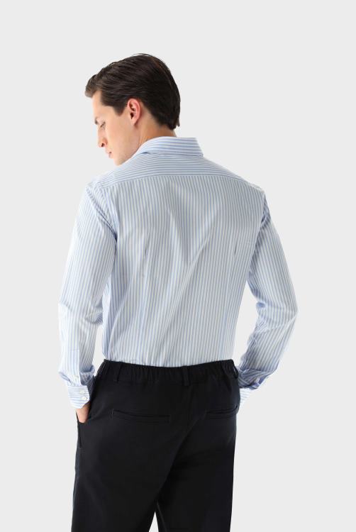 Heren Van Laack gestreept twill overhemd op maat kleding XLN6N408