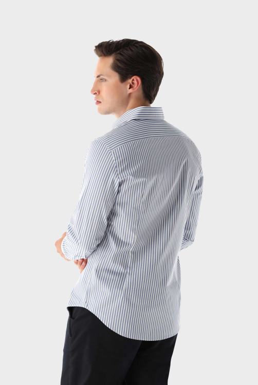 Heren Van Laack gestreept twill overhemd op maat kleding XLN6N410