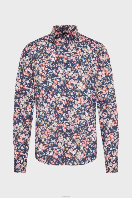 Heren Van Laack ipanema poplin overhemd met bloemenprint blauw koraal kleding XLN6N567